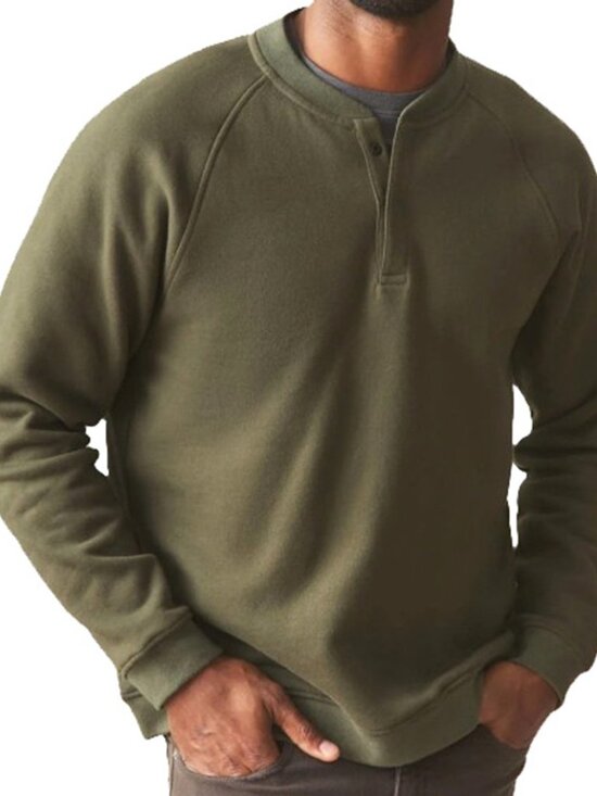 American Giant USA Made Men's Henley Midweight Snap LS Olive Green XL NWOT